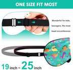 2 Pcs Sleep Mask,Cute Dinosaur World Blackout Sleeping Mask for Kids Teen,Funny Eye Mask with Adjustable Strap for Home Party Children's Travel Soft Eye Cover Blindfold (Black+Green)