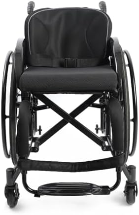 Sports Wheelchair, Durable & Lightweight, 15.7-Inch Wide Seat, Black, Steel Frame, Mag & Spoke Wheels
