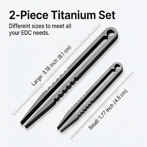 Edc Tweezers, Titanium Tweezers 2pcs Mini Titanium Tweezer Portable Survival Pick Up Tweezer Survival Camping Outdoor Gadget Travel Mini Tool