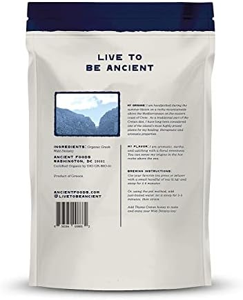 Ancient Foods Organic Wild Dittany Tea – Loose Leaf Dittany Greek Mountain Tea, Organic and Caffeine Free (40g)