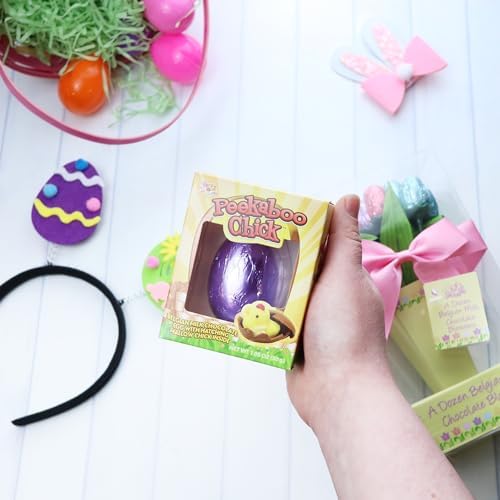 Belgian Milk Chocolate Eggs with Marshmallow Chick Inside, Easter Basket Stuffer Candies, Egg Wrapped Color May Vary, 1.05 Ounces (Pack of 6)