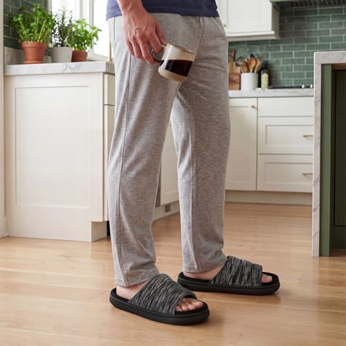 VeraCosy Mens Open-Toe Slippers Memory Foam Indoor Outdoor House Shoes