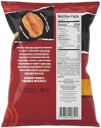 WILDE Protein Chips Barbeque, Thin and Crispy High Protein Snacks, Keto Friendly, Low Carb Chips, Real Ingredients, 1.34oz (Pack of 8)