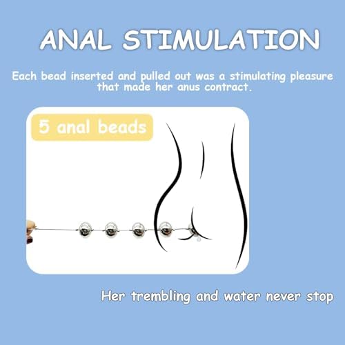 Metal Anal Balls, Stainless Steel Anal Sex Beads Butt Plug Bead with 5 Metal Balls String Rope BDSM Toys Vaginal Dialator Spreader Masturbation Anal Beeds Training for Women Men Beginner (Silver)