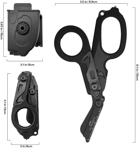 6 in 1 Multifunctional Trauma Shears Foldable with Strap Cutter | Carbon Black (Carbon Black)