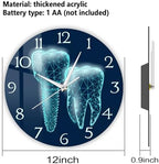 Dental Wall Clock for Office, 12 Inch Teeth Clocks Battery Silent Non Tick Tooth Art Dentist Wall Clock for Dental Office Wall Decor Dental Hygienist Dental Assistant Dentist Gifts