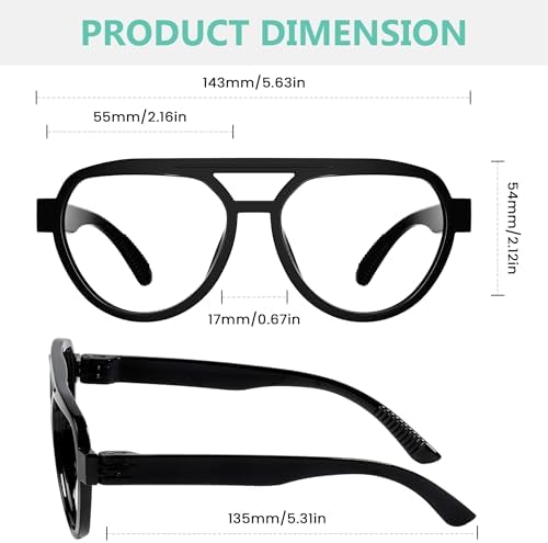 Eyekepper 6-Pack Oversized Blue Light Reading Glasses for Women – Pilot Style Computer Readers with Screwless Spring Hinges
