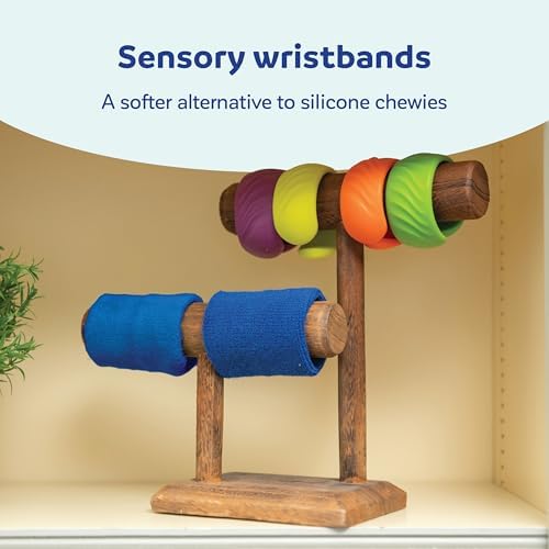 Fun and Function Terrycloth Chewy Wristband for Kids with Sensory Processing and Sensory Motor Needs - Biting Bands for Moderate Chewers - Extremely Absorbent - Set of 2 - Blue