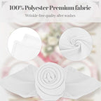 PLOYMONO White Heavy Duty Cloth Napkins - 17 x 17 Inch Solid Washable Polyester Dinner Napkins - Set of 8 Napkins with Hemmed Edges - Great for Weddings, Parties, Banquets Dinner & More