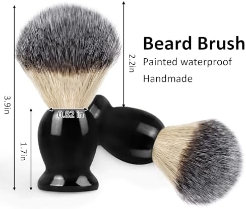 Bassion Hand Crafted Shaving Brush with Hard Wood Handle, Men's Luxury Professional Hair Salon Tool Gifts for Men-Black, Perfect Fathers Day Gifts from daughter, wife or Kids
