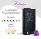 Grano Milano - 50 Espresso Pods Compatible with Nespresso Original line, Medium Roast - Intensity 9/12, Coffee Capsules Made in Italy Espresso Coffee