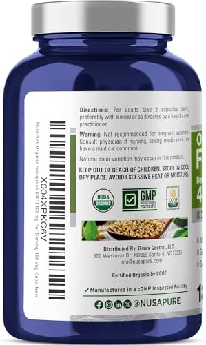 NusaPure Fenugreek Seed 30:1 Extract, 400 mg Equivalent to 12,000 mg per Serving, 180 Veggie Capsules – Herbal Supplement – Non-GMO, Vegan