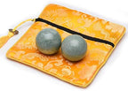 Brass Statu BRABUD 1.4'' Blackish Green Marble Chinese Baoding Health Stress Exercise Balls Craft Collection with Bag BSWQ001