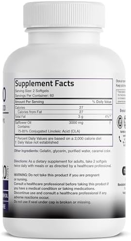 Bronson CLA 3000 Extra High Potency Supports Healthy Weight Management Lean Muscle Mass Non-Stimulating Conjugated Linoleic Acid 120 Softgels