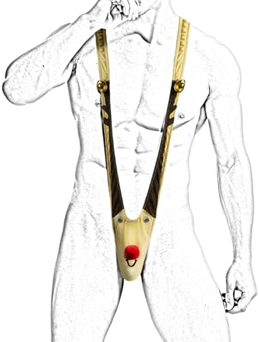 Evankin Christmas Gag Gift Men Novelty Funny Underwear with Bells Mankini Costume Sexy Bodysuit Strap Thong