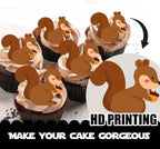 18pcs Brown Glitter Squirrel Dessert Cupcake Topper Baby Shower Theme Decor Supplies Boys Girls Happy Birthday Party Decorations