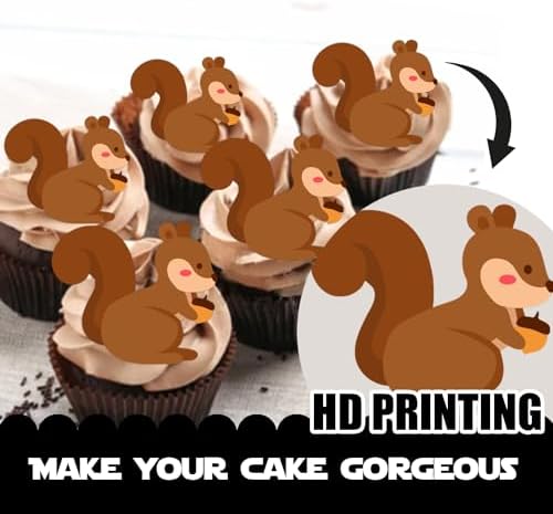 18pcs Brown Glitter Squirrel Dessert Cupcake Topper Baby Shower Theme Decor Supplies Boys Girls Happy Birthday Party Decorations
