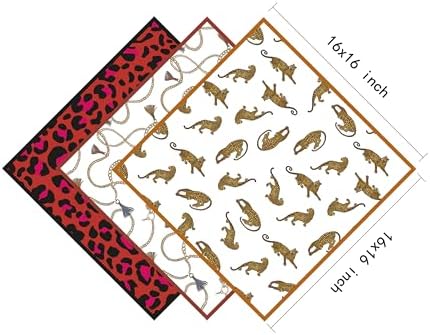 Junvena 3 Pack Printed Designer Handkerchiefs Fancy Gift Box Soft Lightweight 16 inch Pocket Square for Men Women and Kids