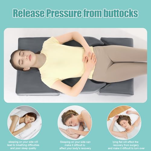 HOMBYS Adjustable Size BBL Pillow After Surgery for Sleeping,High Density Foam Foldable BBL Brazilian Butt Lift Pillow Post Surgery Recovery for Sleeping, BBL Recovery Must Haves,Grey
