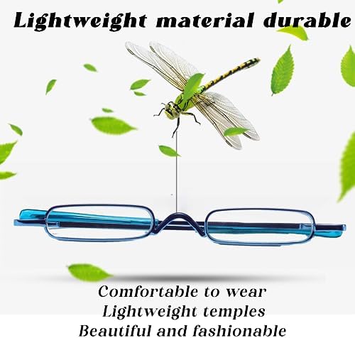 Viseng Slim Mini Metal Reading Glasses Compact Lightweight Portable Readers with Glasses Case for Reading Case Blue+Purple+2.5