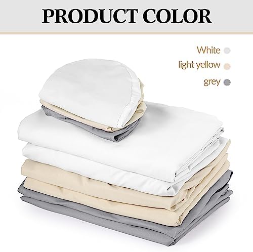 Kinlop 3 Sets Microfiber Massage Table Sheet Set 3 Colors 3 Piece Set Includes Massage Flat Sheet Fitted Sheet and Massage Face Rest Cover Stain Wrinkle-Resistant(Light Gray, Beige, White)