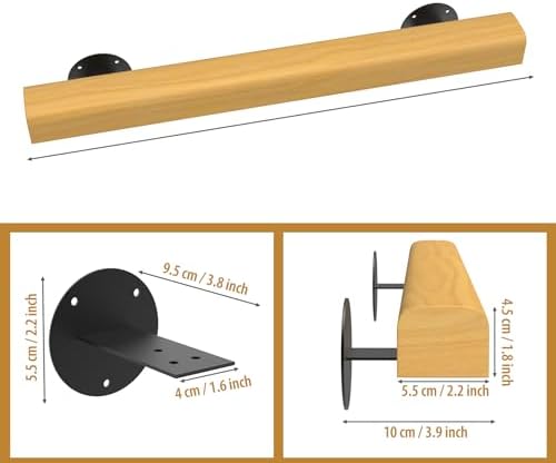 6FT Wooden Stair Handrails,Hand Railings for Stairs Indoor Outdoor Wall Mount Support Wood Handrails,Non-Slip Sturdy Staircase Handrail Safety Grab Bar Rod Complete Kit for Home,Lofts,Guardrail