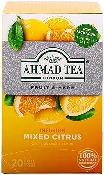 Ahmad Tea Herbal Tea, Mixed Citrus Teabags, 20 ct (Pack of 1) - Decaffeinated & Sugar-Free