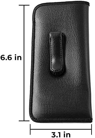 Calabria Soft Slip-In Glasses Case Pocket Metal Clip Black/Brown(2Pack) Men/Women Synthetic Leather Felt Lining 6.5"x3"