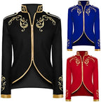 IWEMEK Men Prince Charming Costume Palace Prince Gold Embroidered Jacket Suit Court Uniform Cosplay Officer Medieval Costume