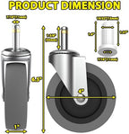 4 Inch Swivel Stem Caster Wheels, 7/16-Inch Stem Diameter Rubber Castors, Heavy Duty TPR Replacement Wheels for Utility Carts Rubbermaid Mop Bucket Shop Vac Weber Grills - 4 Pack