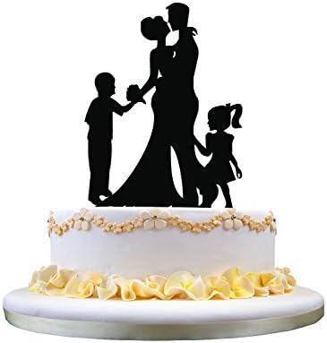 zhongfei Wedding Anniversary Cake Topper Couple with 2 Kids (Girl and Boy)