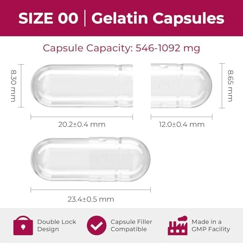 Empty Gelatin Capsules Size 00 - (100 Count) DIY Gelatin Capsule Filling - with 2 Micro Lab Spoons for Capsule Filling