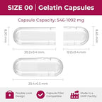 Empty Gelatin Capsules Size 00 - (100 Count) DIY Gelatin Capsule Filling - with 2 Micro Lab Spoons for Capsule Filling