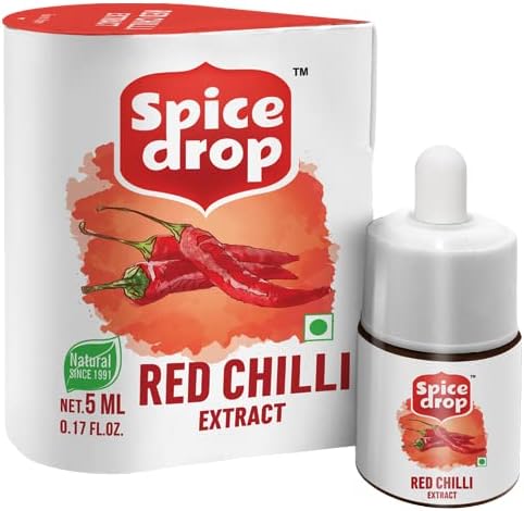 Spice Drop Red Chillies(Lal Mirch) Natural Extract | 100% Natural | For Curries, Gravies & Gourmet Dishes | 0.17oz (180 drops) | Natural Herb Extract | Authentic Flavor And Color | Vegan | Keto & Paleo Friendly | Non-GMO | Squeeze, Drop And Stir