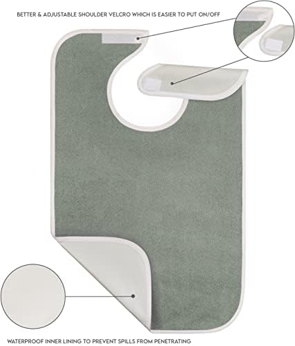 Utopia Towels 6 Pack Premium Unisex Adult Bibs for Elderly Women Men, Waterproof Bib for Eating, Adjustable and Washable (Grey)