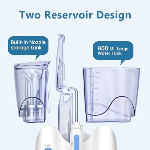 H2ofloss Dental Water Flosser for Teeth Cleaning With 12 Multifunctional Tips & 800ml Capacity, Professional Countertop Oral Irrigator Quiet Design(HF-9 whisper)