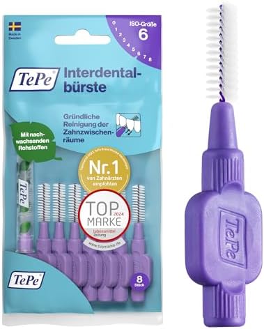 TePe Interdental Brushes 1.1mm Purple - 3 Packets of 8 (24 Brushes) by TePe