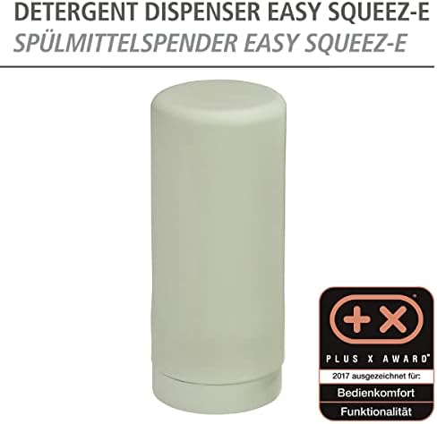WENKO Easy Squeeze Dish Soap Dispenser for Kitchen Sink, Squeeze Bottle for Washing Up Liquid and Hand Soap, Round refillable Plastic Bottles, Easy to Fill and to use, 8.5 oz, Light Green