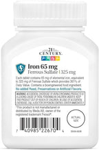 21st Century Slow-Release Iron Supplement, (120 Count), High Potency Vegan Iron Tablets with 325 mg Ferrous Sulfate, Gluten Free Dietary Supplement for Adults, No Added Yeast or Artificial Flavors