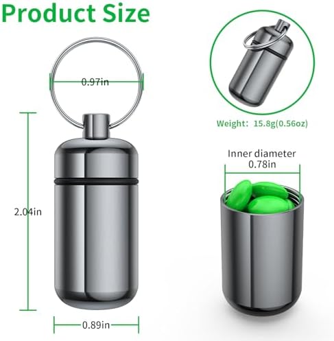3 Pack Small Pill Box, Airtight Aluminum Alloy Pill Organizer Travel Pill Case for Purse Portable Medicine Box Bottle for Medication, Fish Oil, Supplements Storage