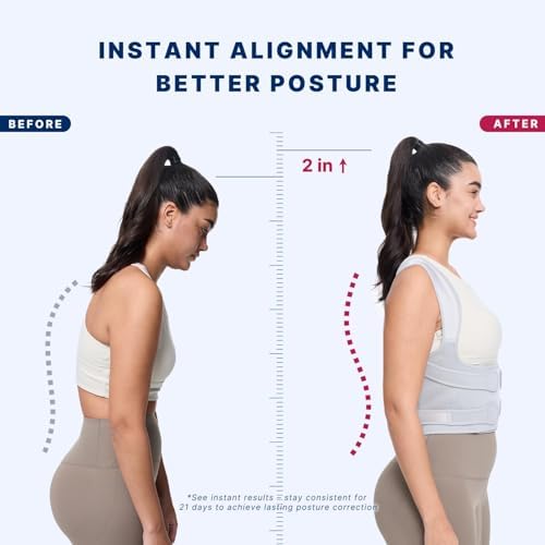 Fit Geno Back Brace Posture Corrector for Men & Women: Shoulder Straightener Adjustable Full Back Support Pain Relief - Scoliosis Hunchback Spine Corrector (Medium)