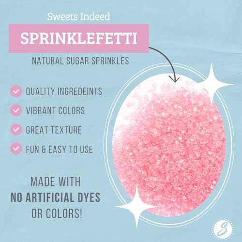 Sweets Indeed Valentines Day Dye-Free Pink Sanding Sugar | Natural Pink Decorating Sugar for Cakes, Cupcakes & Cookies | No Artificial Dyes, Gluten-Free | 3.35 ounces