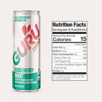 GURU ZERO SUGAR Wild Strawberry Watermelon Organic Energy Drinks, Clean Energy Drink with Plant Based Natural Caffeine from Green Tea, Coconut Water, Prebiotic, Zero Added sugars, Gluten Free and Vegan, Pre Workout, Healthy Drinks, 12oz (Pack of 24)