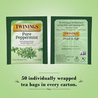 Twinings Pure Peppermint Tea - Naturally Caffeine Free, Refreshing Mint Herbal Tea Bags Individually Wrapped, 50 Count