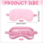 2 Pcs Plush Eye Mask, Soft Sleeping Blindfold Eye Cover Comfortable Satin Back New Faux Fur Nap Eyes Cover Cute Fluffy Furry Sleeping Blindfold for Men Women Plane, Game, Travel Nap (Pink)