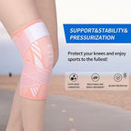 Knee Brace for Women & Men Knee Support Sleeve 1 Pack Knee Compression Sleeve with Strap for Knee Joint Pain Relief, Arthritis, Meniscus Tear, ACL, Workout, Sports, Running (Pink, Large)
