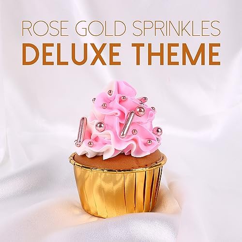 Rose Gold Sprinkles for Cake Decorating, Valentine Sprinkles, Rose Pearl Sugar Cupcake, Cookies, Ice Cream Toppings, 3.5 Ounces Cake Decorationss Baking, Perfect for Wedding, New Year’S Eve, Christmas Party