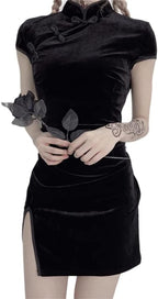 SINROYEE Women's Bodycon Cheongsam lingerie Slim Fit Mini Dress Modern Chinese Style Qipao Sexy Anime Cosplay