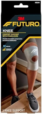 FUTURO Comfort Knee Support with Stabilizers, Medium (36.8-43.2 cm) – Lateral Stabilization, Immediate Compression, Open Patella Design, Breathable, For Daily Wear and Exercise