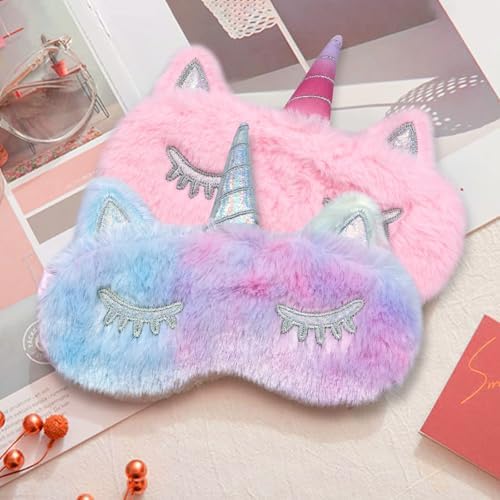 Sleep Mask for Kids, 2 Pack Kids Eye Masks for Sleeping, Girls Soft Plush Blindfold Mask, Eyes Covers for Sleeping Kids Sleeping Mask, Women Eye Protection